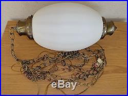 Art Deco Milk Glass Ceiling Swag Light Lamp