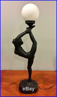 Art Deco Lamp Art Deco Modern Nude Gymnast Ballerina Table Resin Lamp