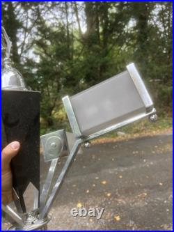 Art Deco Modernist Chandelier Antique Brass Chrome Lamp Vintage Design