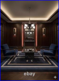 Art Deco Modernist Chandelier Antique Brass Chrome Lamp Vintage Design