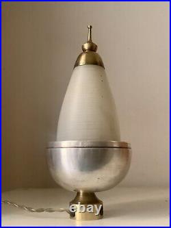 Art Deco Modernist Nickel Plated Steel & Brass Bedside Lamp