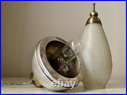 Art Deco Modernist Nickel Plated Steel & Brass Bedside Lamp