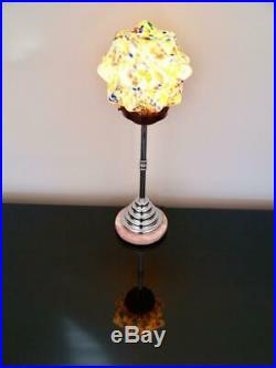 Art Deco Modernist Table Lamp Marble, Chrome, Bakelite Rewired