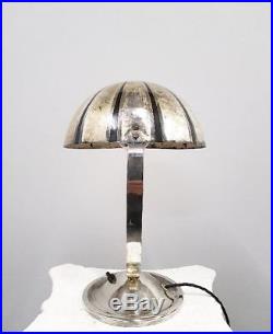Art Deco Modernist Wmf Ikora Tischlampe Versilbert Um 1925