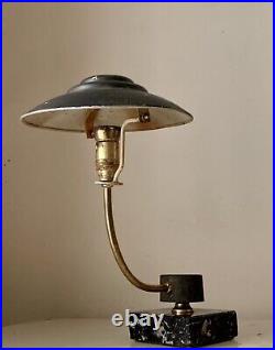 Art Deco Mushroom Reflector Lamp Aluminum Base Marble Brass