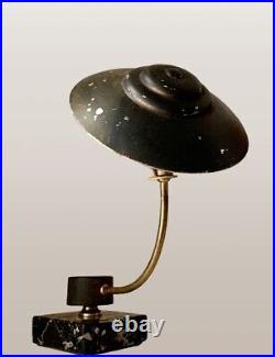 Art Deco Mushroom Reflector Lamp Aluminum Base Marble Brass