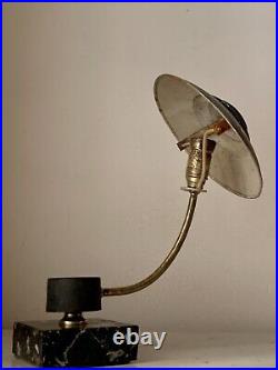 Art Deco Mushroom Reflector Lamp Aluminum Base Marble Brass