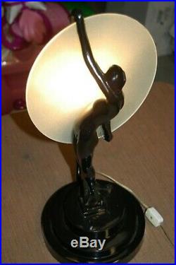 Art Deco/Nouveau Black Nude Maiden/Woman Desk Table Lamp 1990's