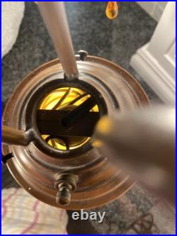 Art Deco Nouveau Spelter Reverse Painting Lamp 1920 Frankart Church Amber Crystl