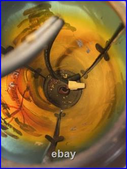 Art Deco Nouveau Spelter Reverse Painting Lamp 1920 Frankart Church Amber Crystl