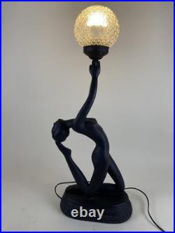 Art Deco Nouveau Style Nude Dancer Table Lamp Sculpture Erotica Woman Black