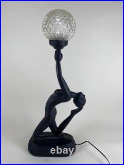 Art Deco Nouveau Style Nude Dancer Table Lamp Sculpture Erotica Woman Black
