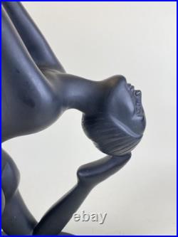 Art Deco Nouveau Style Nude Dancer Table Lamp Sculpture Erotica Woman Black