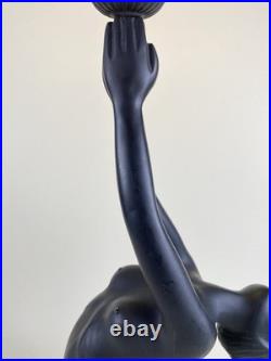 Art Deco Nouveau Style Nude Dancer Table Lamp Sculpture Erotica Woman Black