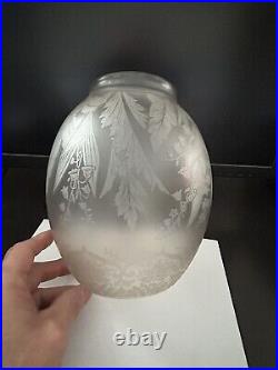 Art Deco Nouveau Victorian Unique Glass Shade Brass Canopy Hanging Light Fixture