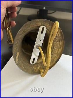 Art Deco Nouveau Victorian Unique Glass Shade Brass Canopy Hanging Light Fixture