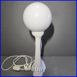 Art Deco Nude Lady Figural Table Lamp White Ceramic Glass Globe Shade England