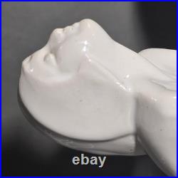 Art Deco Nude Lady Figural Table Lamp White Ceramic Glass Globe Shade England