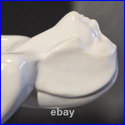 Art Deco Nude Lady Figural Table Lamp White Ceramic Glass Globe Shade England