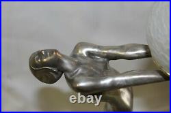 Art Deco Nude Lady Lamp, Style of max Le Verrier. Small Biba, Antique Silver pa