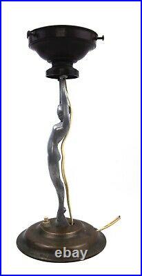Art Deco Nude Lady Lamp White Metal Aluminium
