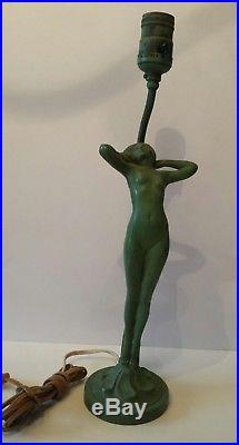 Art Deco Nude Lamp Original Green Paint Marked Copyright 1928