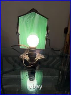 Art Deco Nude Silhouette Frankart Vintage Slag Glass Working Lamp Copper finish