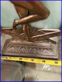 Art Deco Nude Silhouette Frankart Vintage Slag Glass Working Lamp Copper finish