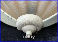 Art Deco Odeon Clam Shell Wall Light Pink Glass Shade & On/Off Switch