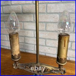 Art Deco Oscar Bach Jadeite Cast Lamp Light Devil Finial Double Socket Parlor