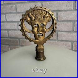 Art Deco Oscar Bach Jadeite Cast Lamp Light Devil Finial Double Socket Parlor