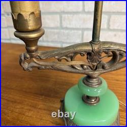 Art Deco Oscar Bach Jadeite Cast Lamp Light Devil Finial Double Socket Parlor