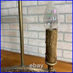 Art Deco Oscar Bach Jadeite Cast Lamp Light Devil Finial Double Socket Parlor