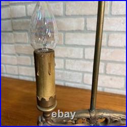 Art Deco Oscar Bach Jadeite Cast Lamp Light Devil Finial Double Socket Parlor