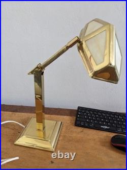 Art Deco PIROUETT Polished Brass Steering Lamp with Albatrin Glasses Co