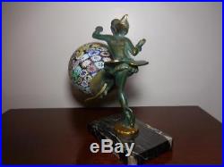 Art Deco Painted Bronze Figural Lamp Circa 1920