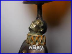 Art Deco Painted White Metal Figural Lamp With Quezal Glass Shade