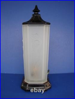 Art Deco Period Nude Woman Frosted Torchiere Lamp by Tiffin Glass circa 1920s