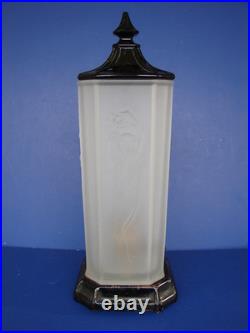 Art Deco Period Nude Woman Frosted Torchiere Lamp by Tiffin Glass circa 1920s