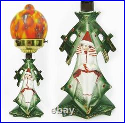 Art Deco Pierrot German Figural Lamp Heubach Brothers lamp art glass shade