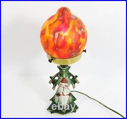 Art Deco Pierrot German Figural Lamp Heubach Brothers lamp art glass shade