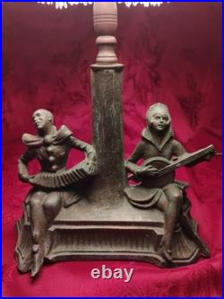 Art Deco Pierrot Table Lamp Fringed Shade
