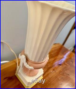 Art Deco Pink and White China Mantel Lamp -Angel Wing Design. Work Great! Rare