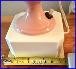 Art Deco Pink and White China Mantel Lamp -Angel Wing Design. Work Great! Rare