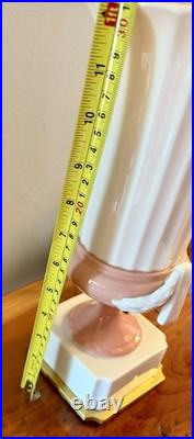 Art Deco Pink and White China Mantel Lamp -Angel Wing Design. Work Great! Rare