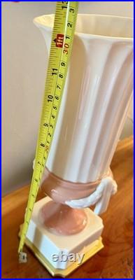 Art Deco Pink and White China Mantel Lamp -Angel Wing Design. Work Great! Rare