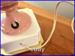 Art Deco Pink and White China Mantel Lamp -Angel Wing Design. Work Great! Rare