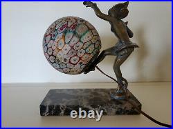 Art Deco Pixie Dancer Lamp Millefiori Globe