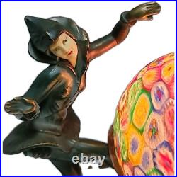 Art Deco Pixie Harlequin Fairy Styled Lamp With Millefiori Glass Globe