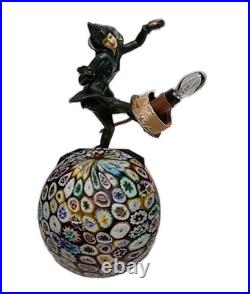 Art Deco Pixie Harlequin Fairy Styled Lamp With Millefiori Glass Globe